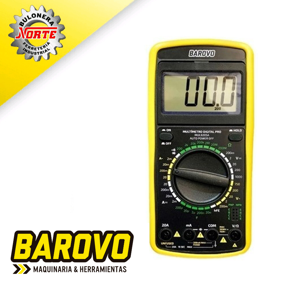 Multimetro digital profesional Barovo MUL9205A – Bulonera Norte